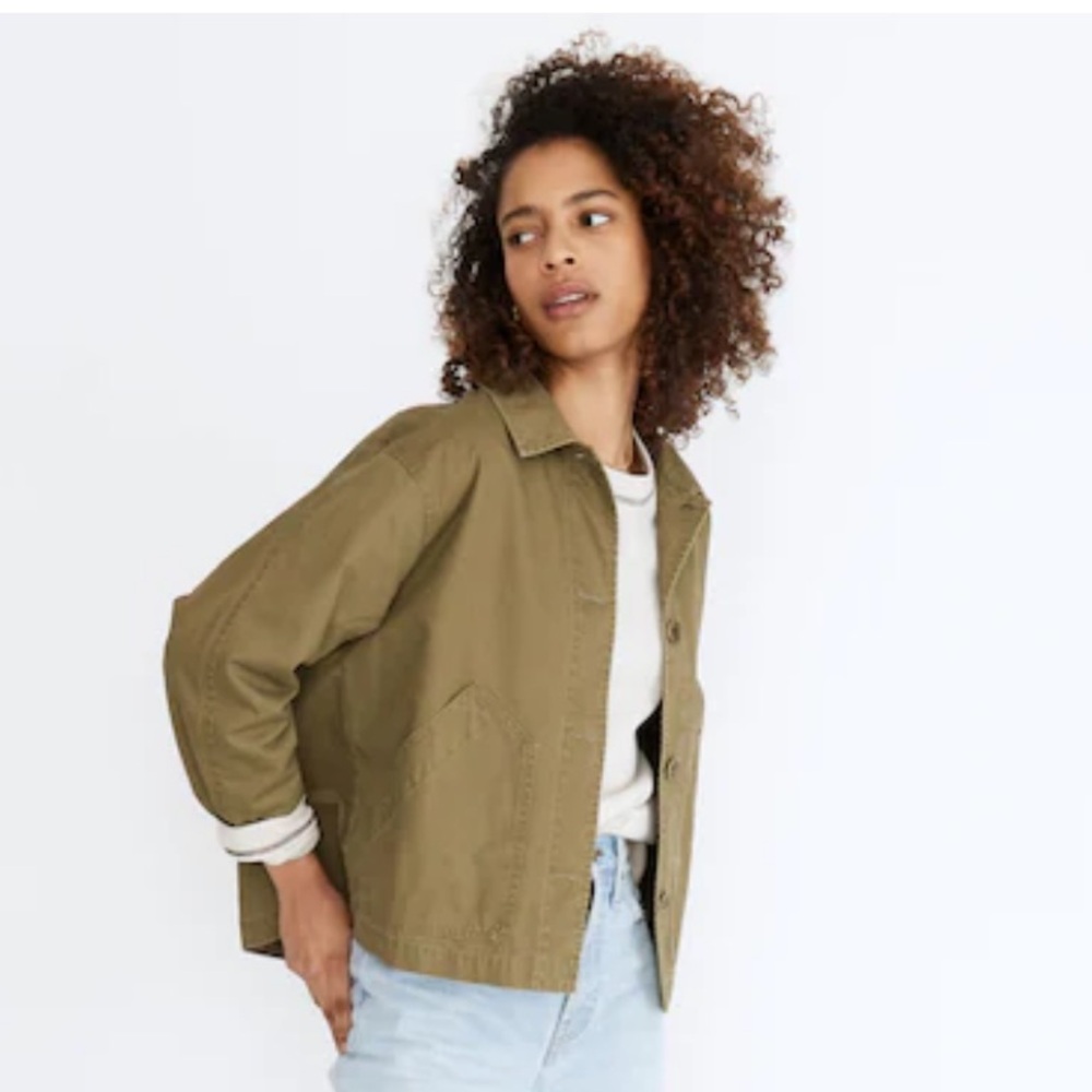 Madewell Baylor Cropped Chore Jacket in Desert Olive Size XS NWT